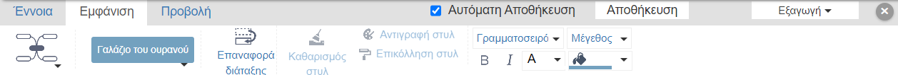 e-me mindmaps: Πάνελ μορφοποίησης νοητικού χάρτη